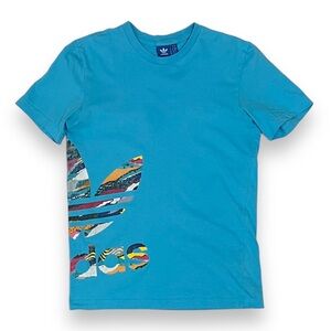 3/$30 Adidas Originals Short Sleeve Graphic Tee T-Shirt Blue S/Small 100% Cotton